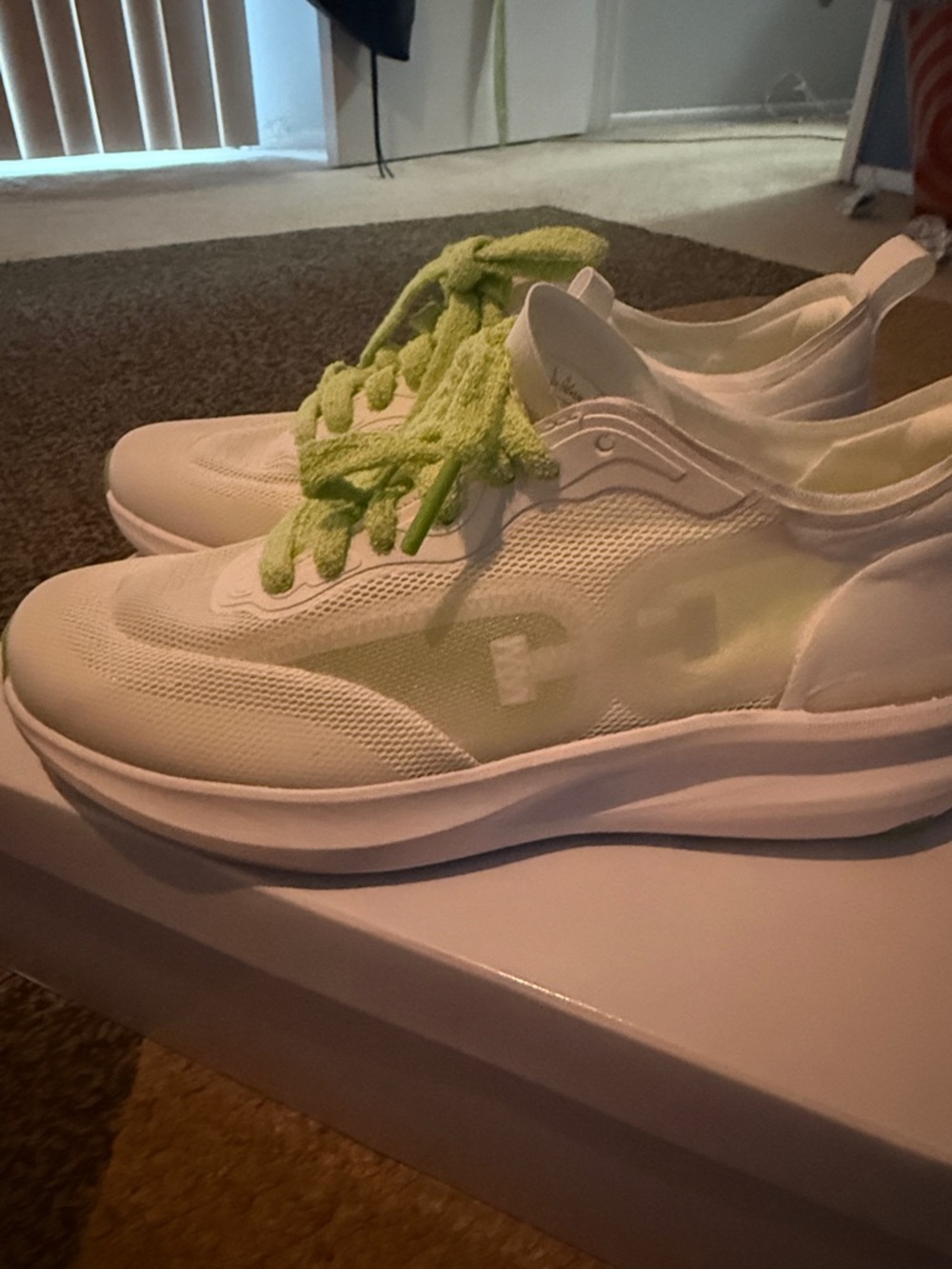 Sam Edelman White Sneakers with Neon Green Laces